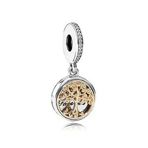 Pandora Discontinued Sterling Silver With 14K Gold Family Roots Charm